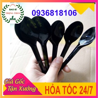 Muỗng nhựa đen cao cấp 1 gói 100 cái