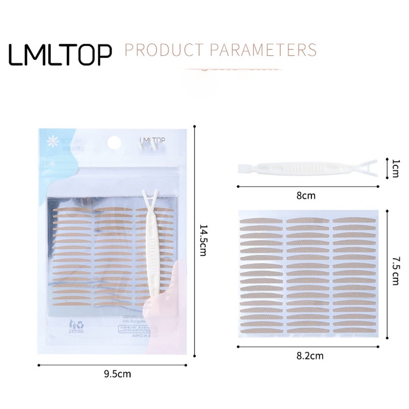 Miếng dán mí, kích mí hickies lacing system vỉ 120 cặp kèm nhíp, siêu mỏng, tàng hình sẵn keo dùng với nước