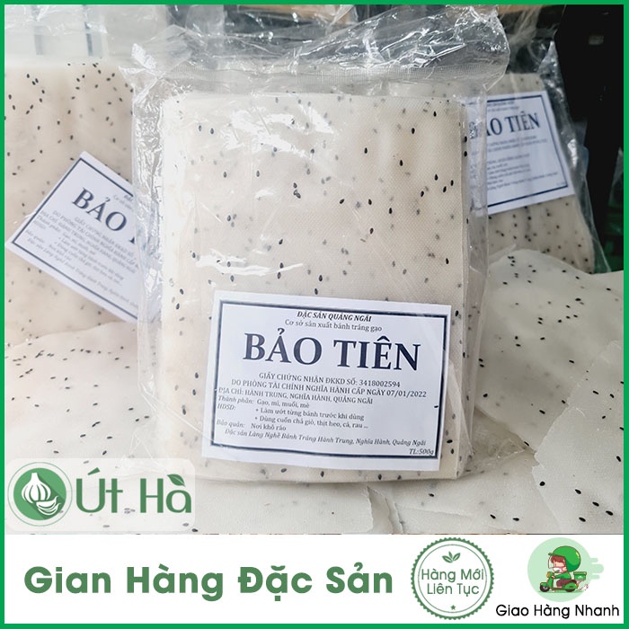 Bánh Tráng Cuốn Gạo Mè Bảo Tiên Bịch 500gr Bánh Tráng Quảng Ngãi Sản Xuất Thủ Công Truyền Thống - Út Hà Đặc Sản