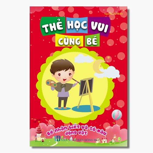 48 Thẻ học vui cùng bé – Bé nhân biết và tô màu động vật - Thẻ in 2 Mặt, Kích Thước 10 x 15 cm