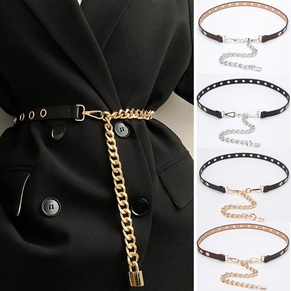 Thắt Lưng Da Không Đục Lỗ Có Khóa Dễ Phối Đồ Thời Trang Cho Nữ