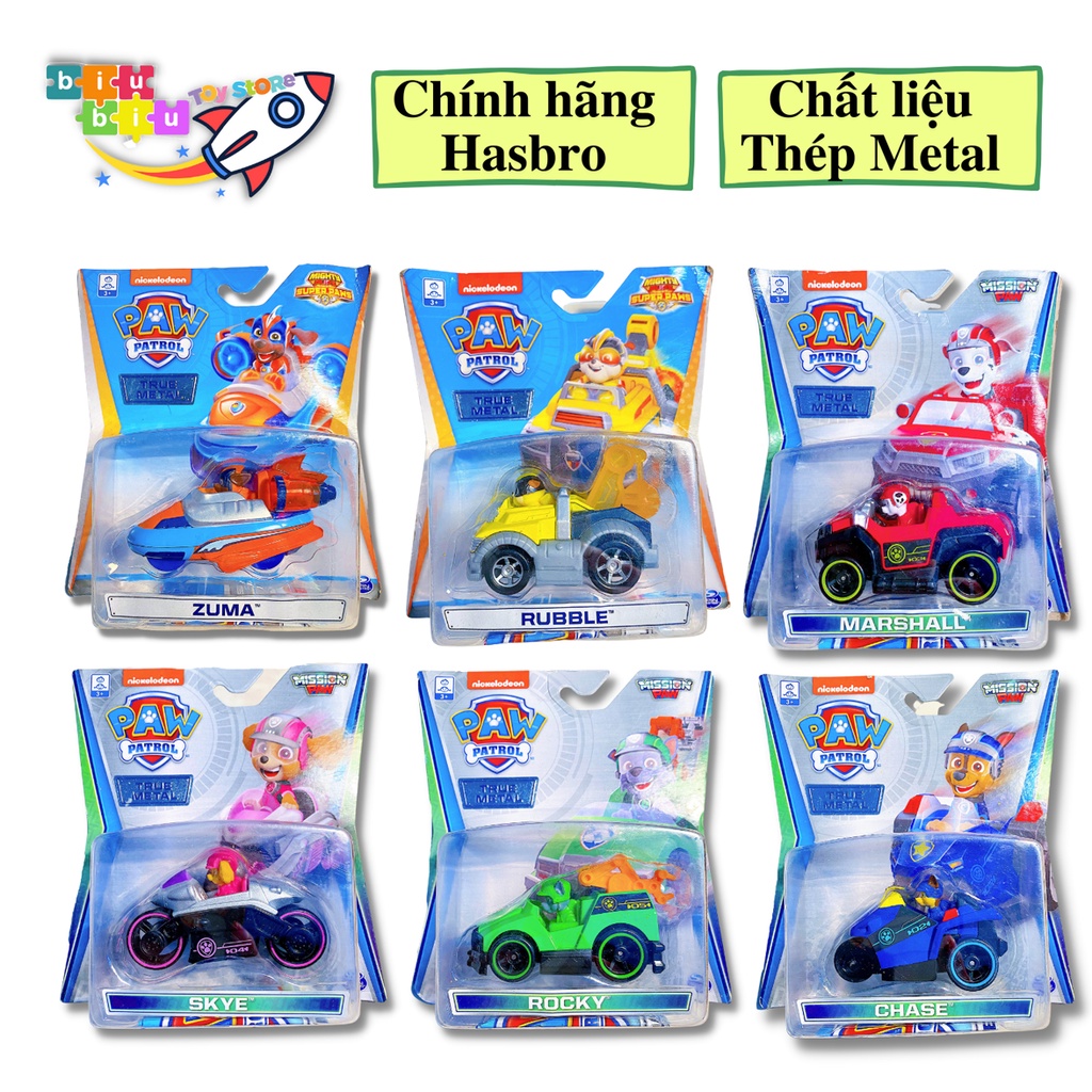 Bộ sưu tập 6 xe chó cứu hộ Paw Patrol True Metal - Hàng chính hãng Fullbox