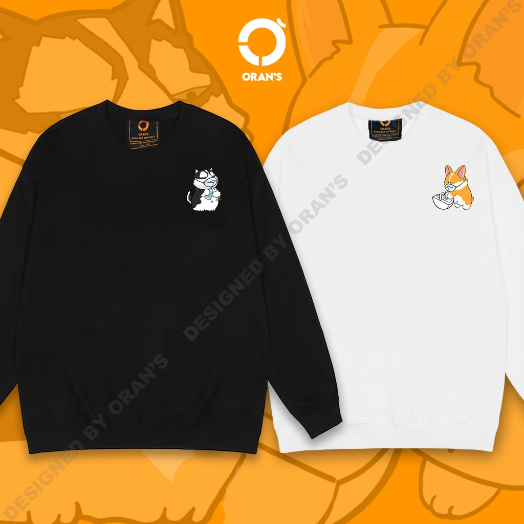 Áo Sweater đôi in hình chó đeo khẩu trang chất nỉ cotton da cá cao cấp form rộng ORANS - ORAN'S HOODIE COUPLE 12