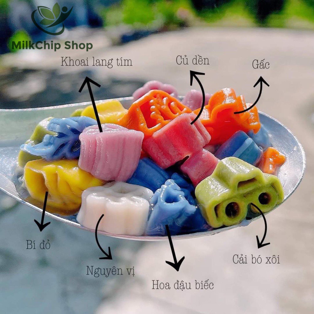 Nui rau củ ngũ sắc handmade cho bé ăn dặm từ 7 tháng, nhiều hình đáng yêu NA13