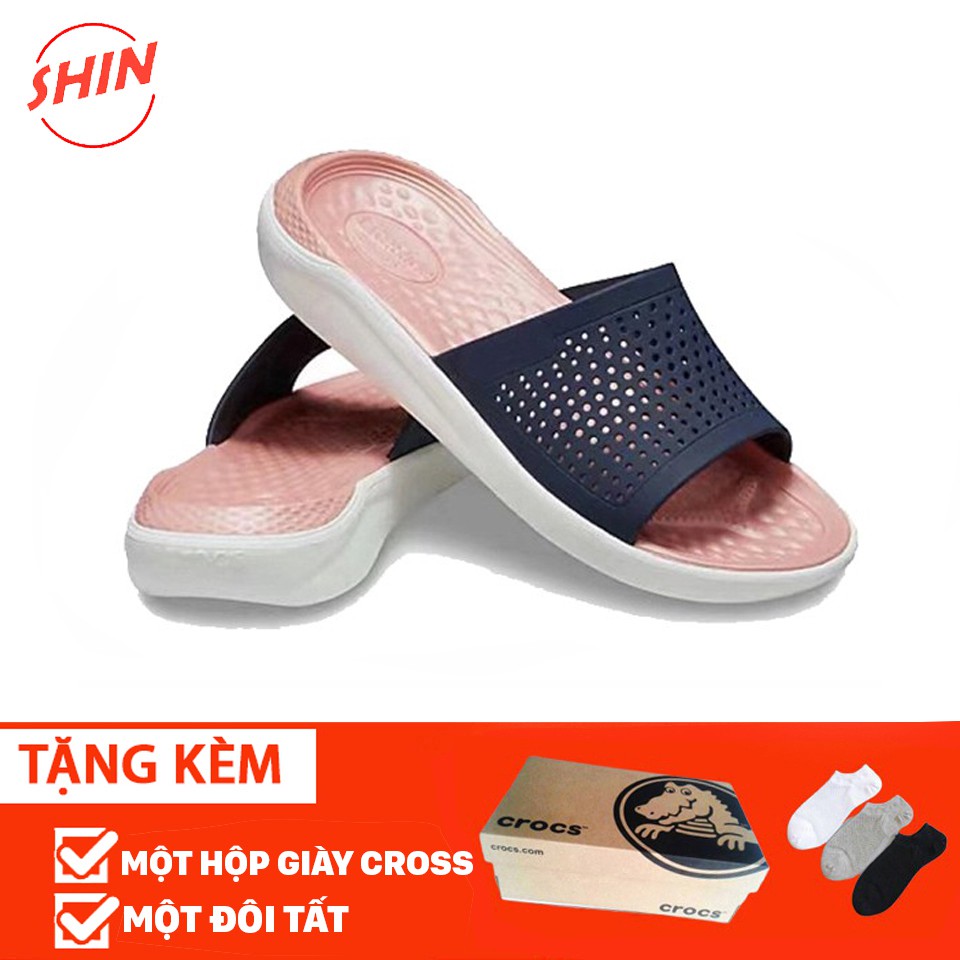 [Mã FASHIONT4WA2 giảm 10K đơn 50K] dép lê cross màu hồng quai xanh navy❤️FREESHIP❤️dép cross nam nữ LTRLE05