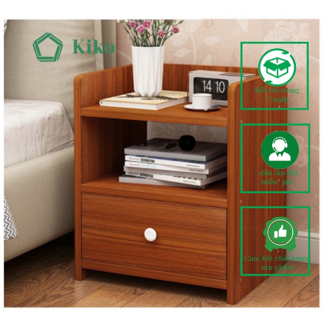 Kệ Tủ Đầu Giường Kèm Ngăn Kéo KIKO Gỗ MDF 15mm chống Mọt Đa Năng - DG 1011