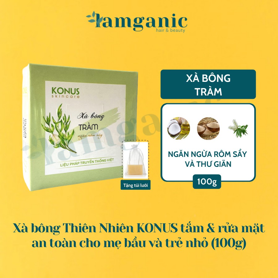 Xà bông thiên nhiên KONUS - Chiết xuất từ dầu dừa và nước tro dừa, làm sạch da, dưỡng ẩm, giúp da mềm mại