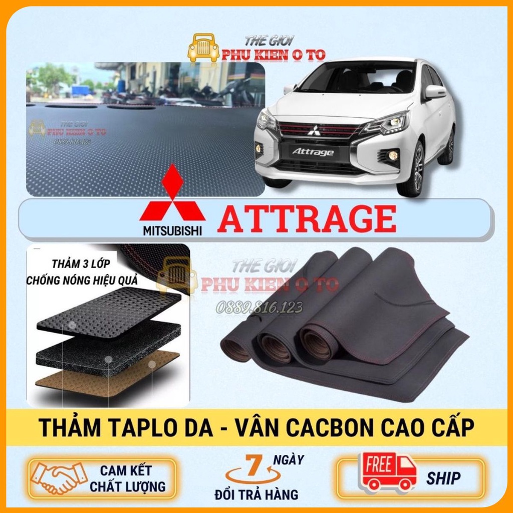 Thảm taplo Mitsubishi ATTRAGE 2015 - 2021 da Cacbon cao cấp, chống nóng ô tô hiệu quả