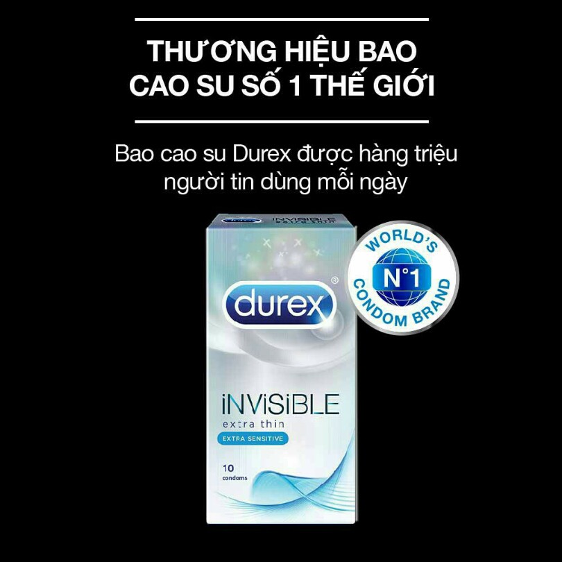 [COMBO 2] Bao cao su Durex Invisible - BCS siêu mỏng cảm giác thật + TẶNG 1 Gel durex Play (50 ml).