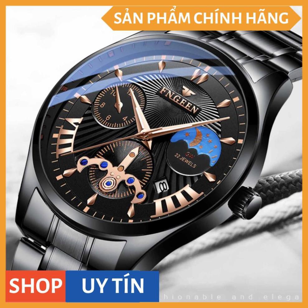 Đồng hồ nam chính hãng FNGEEN dây thép không rỉ, lên tay cực đẹp, giả cơ độc đáo (Tặng tháo mắc, vòng tỳ hưu, Mã: AF03)