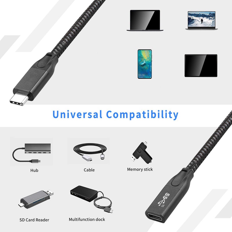 Dây Cáp Nối Dài Usb C 1 Feet, Usb 3.1 (10Gbps) Type C Male Sang Female