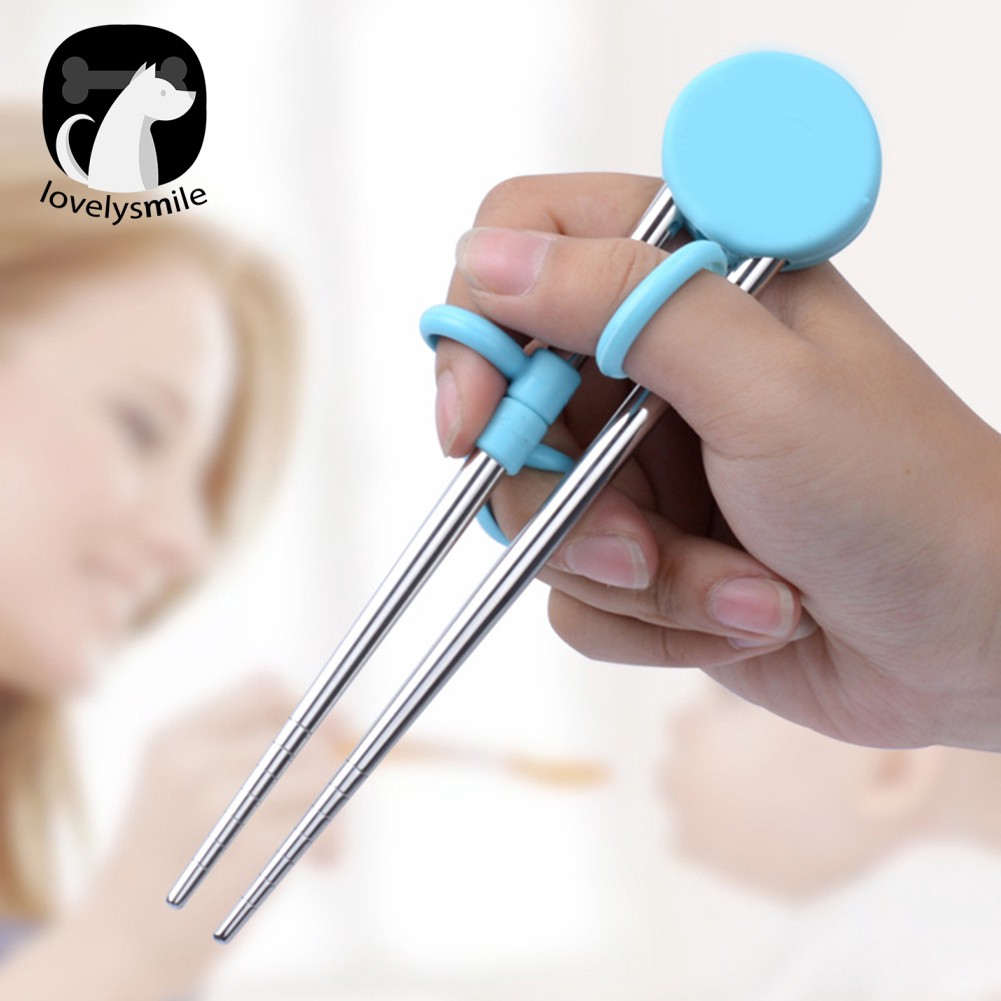 L ~✌Đũa Tập Ăn Bằng Silicone Và Thép Không Gỉ Dành Cho Người Mới Bắt Đầu