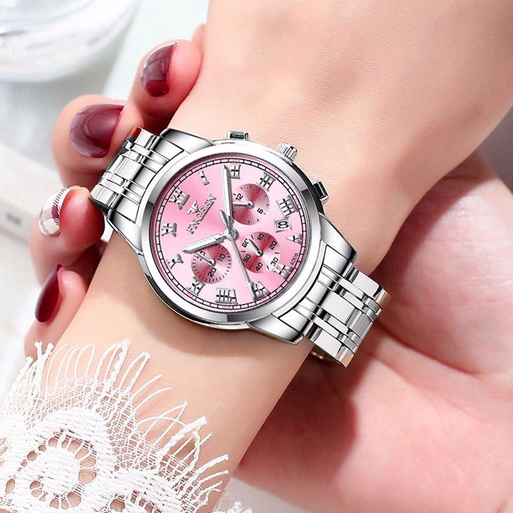 Đồng Hồ Dây Kim Loại Mặt Phát Quang Đơn Giản Dành Cho Cặp Đôi