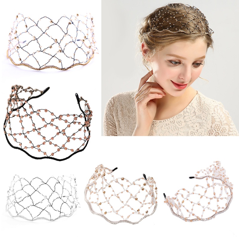 Flgo Băng Đô Cài Tóc Dạng Chuỗi Hạt Pha Lê Và Ngọc Trai Sang Trọng Cho Cô Dâu