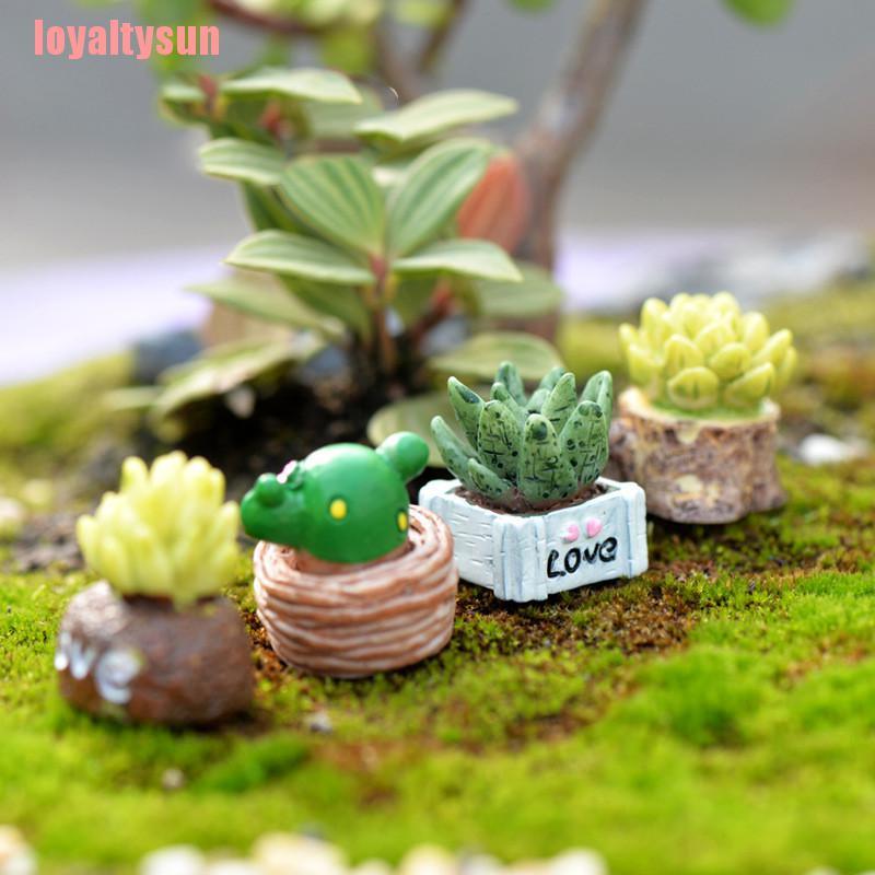 Bộ 4 Mô Hình Chậu Cây Mini Trang Trí Sân Vườn