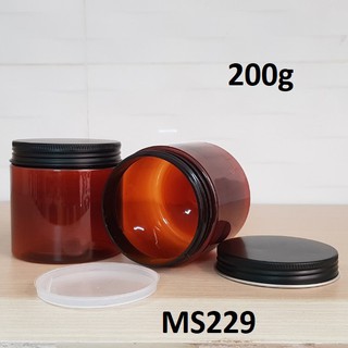 HŨ NHỰA NÂU NẮP ĐEN VIỀN BẠC 200G CÓ NẮP LÓT