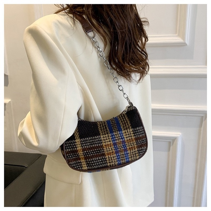 Túi tote Đeo Vai / Đeo Cánh Tay Cỡ Lớn Họa Tiết Kẻ Sọc Chất Liệu canvas Thời Trang Thu Đông NB00357