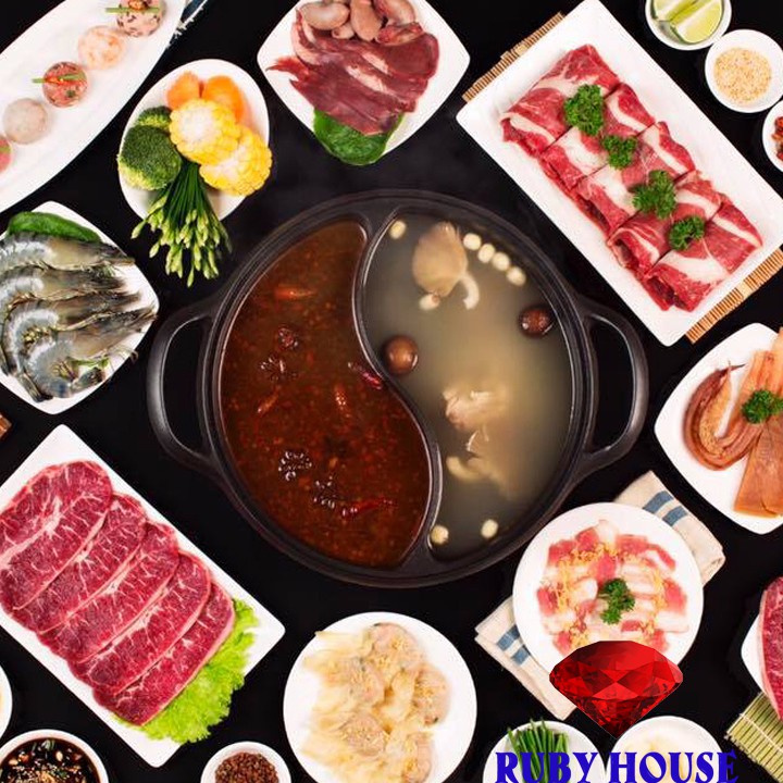 nồi lẩu 2 ngăn hotpot CHÍNH HÃNG, nồi lẩu gia đình 2 ngăn-Ruby House