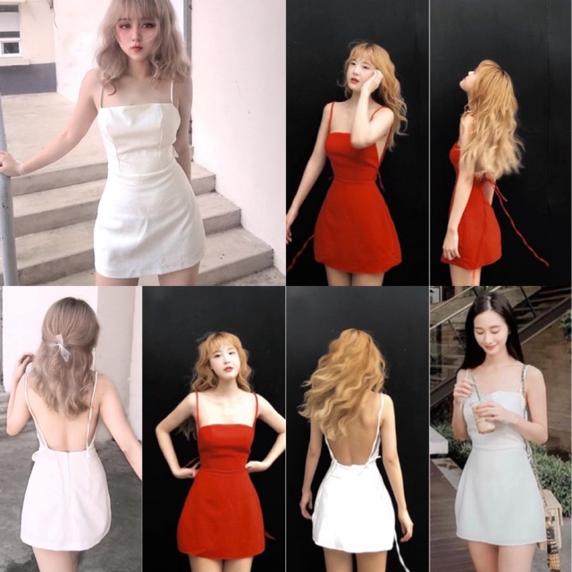 Đầm ôm Chou Dress hai dây hở lưng siêu sexy vải bố thái dày dặn from chuẩn có mút ngực kèm lót trong ko lộ kèm ảnh thật