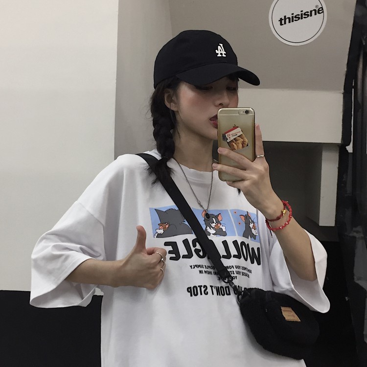 Áo thun nam nữ unisex tay lỡ AD69 Tom&Jerry, áo phông tay lỡ unisex form rộng oversize streetwear