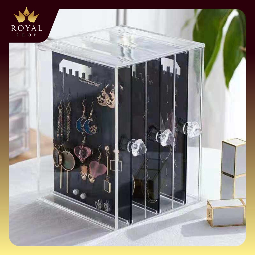 Tủ Treo Bông Tai, Trang Sức Trong Suốt 2 Màu Đen Và Trắng chống bụi, sang trọng, tiện dụng
