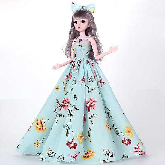 Búp Bê 3D BJD Trơn 18 Khớp Cao 60cm - Không Nhạc Tặng Váy Xanh Và Giầy