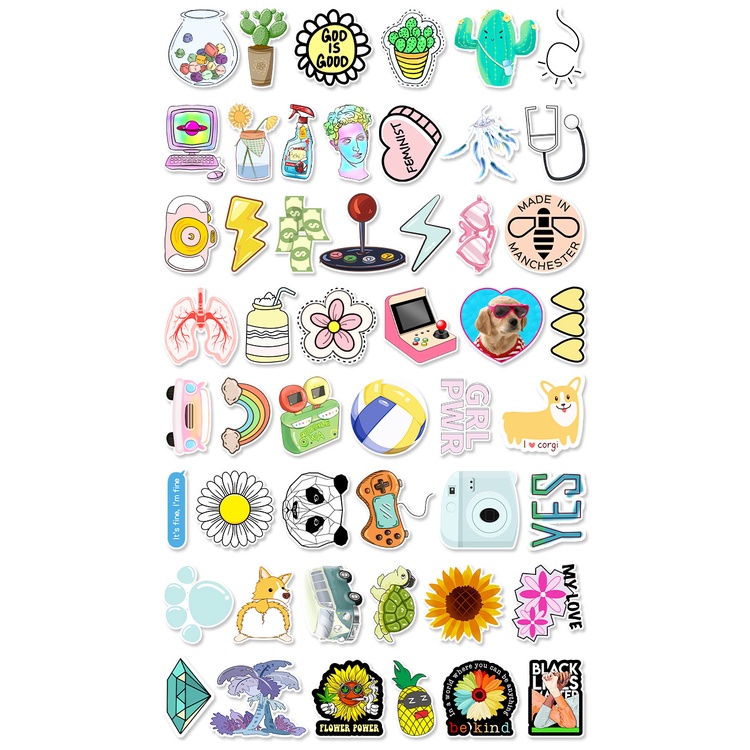 [Set 50 Cái] Sticker dán mũ bảo hiểm chống nước hình cute, dễ thương - DB.090