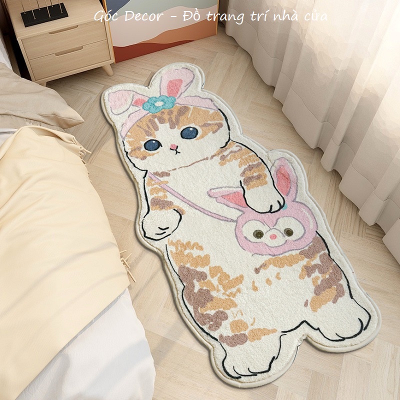 Thảm hình mèo decor phòng ngủ siêu xinh