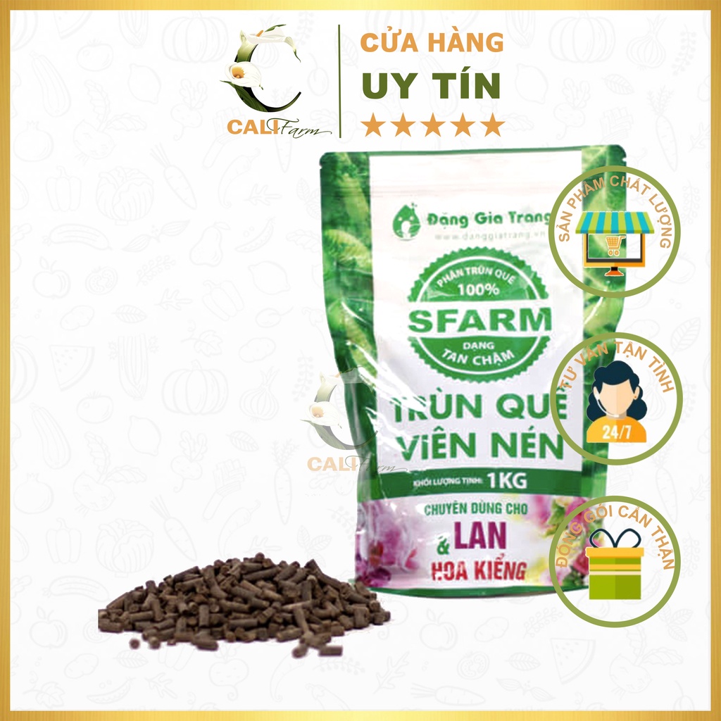 Phân Trùn Quế SFARM 200g - dạng viên tan chậm bón lan và hoa kiểng