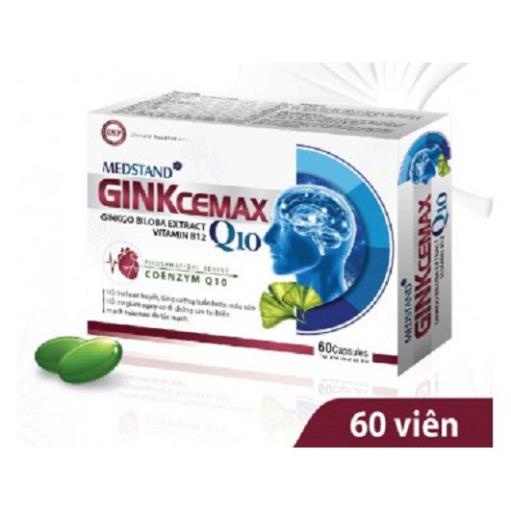 GINKCEMAX Q10 – Hỗ trợ hoạt huyết, tăng cường tuần hoàn máu não, giảm nguy cơ di chứng tai biến mạch máu não (60 viên)