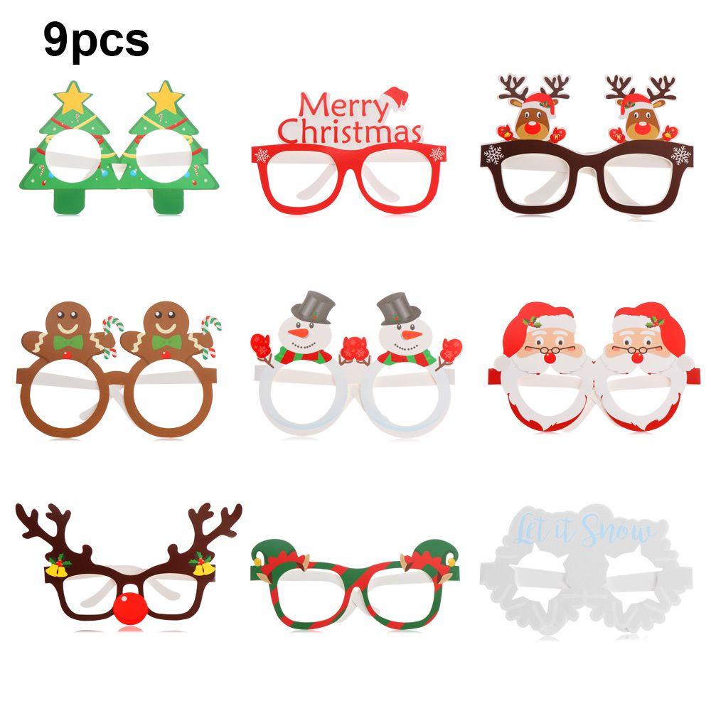 Bộ 9 Khung Kính Hình Ông Già Noel / Người Tuyết / Người Tuyết Trang Trí Tiệc Sinh Nhật