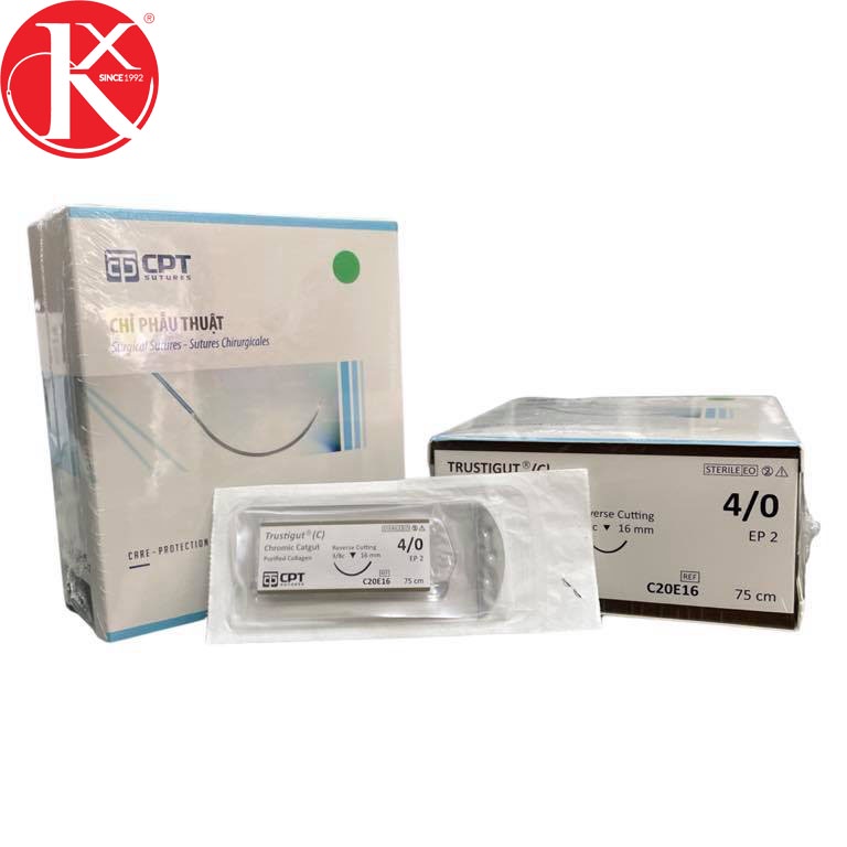 CHỈ PHẪU THUẬT TỰ TIÊU TAN CHẬM CPT TRUSTIGUT®  CHROMIC CATGUT số 4/0 - C20E16