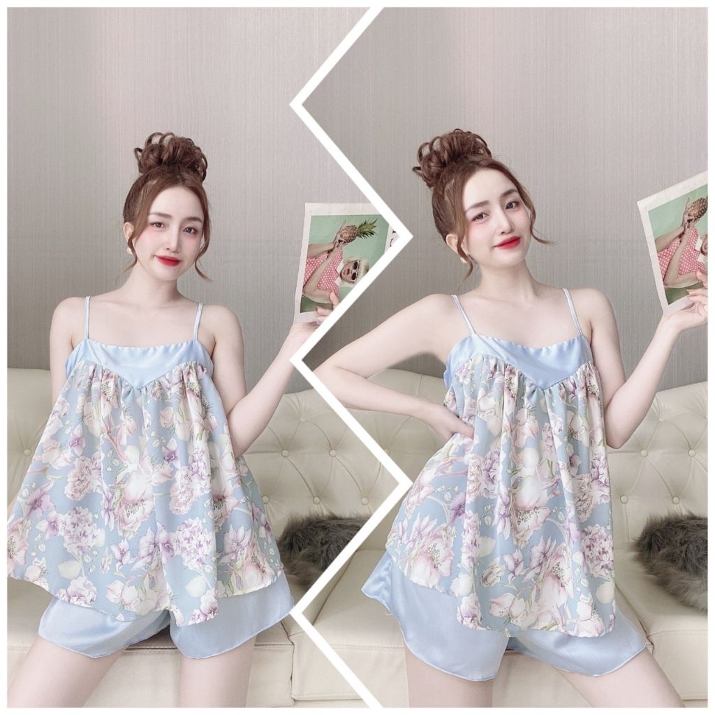 Đồ Ngủ Nữ BIGSIZE Đồ Ngủ Sexy lụa Satin Babydoll cao cấp mềm mại xinh xắn &lt; 62KG