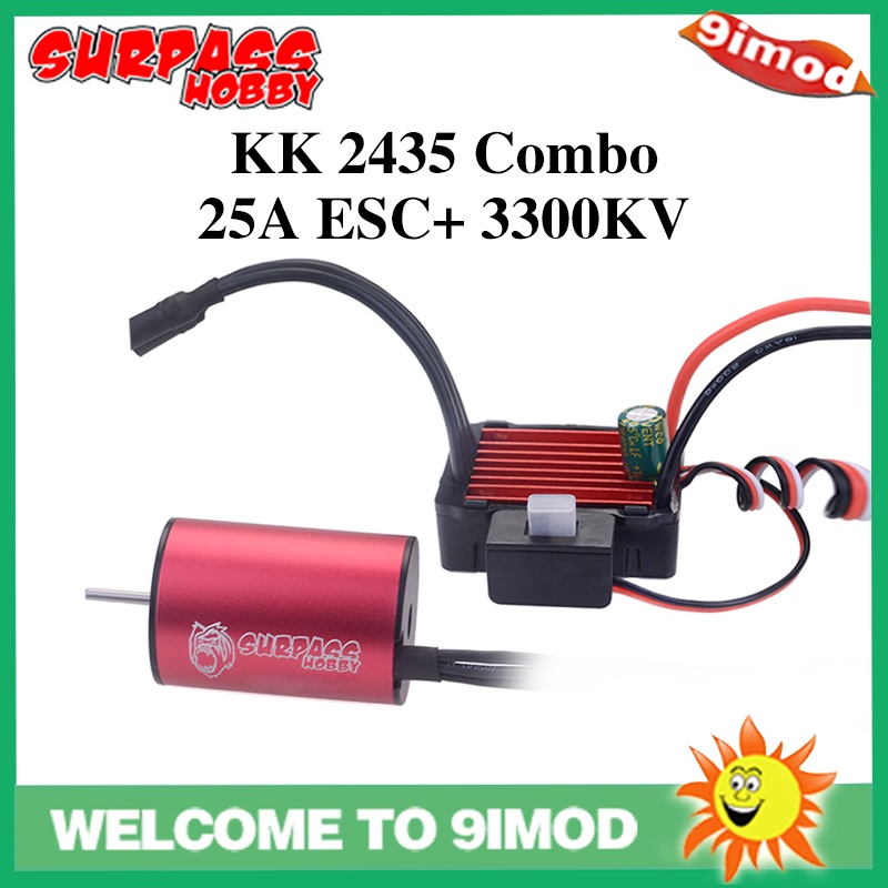 SURPASS SỞ THÍCH KK Combo 2435 3300KV Điều khiển tốc độ động cơ không chổi than 25A ESC cho 1:16 1:18 RC Buggy Drift Xe