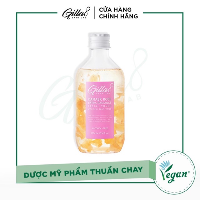 NƯỚC CÂN BẰNG CÁNH HOA HỒNG BAY GILLA 8 DAMASK ROSE EXTRA RADIANCE FACIAL TONER 300ML