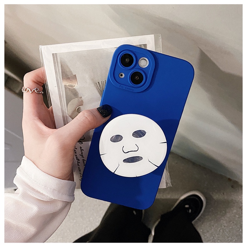 Ốp Điện Thoại Silicon Màu Xanh Dương Kèm Giá Đỡ Mặt Nạ Klein Độc Đáo Cho Iphone 7 8 Plus SE2 XS XR 11 12 13 Mini PRO MAX
