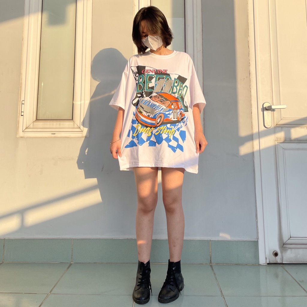 Áo phông nam nữ unisex form rộng Xe hơi lindashopx, áo thun tay lỡ chất mềm mịn siêu cool