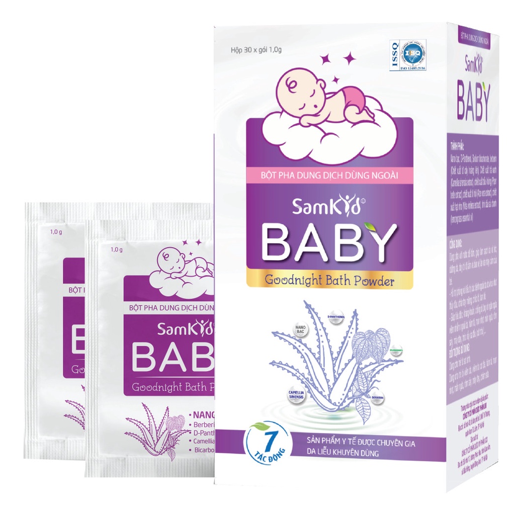 BỘT TẮM SAMKID BABY - DÙNG CHO TRẺ RÔM SẢY, HĂM TÃ, MẨN NGỨA, LÀM SẠCH DA
