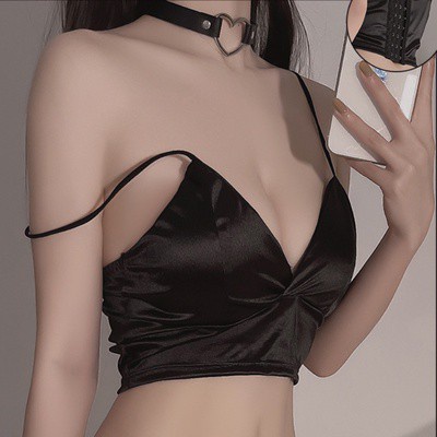 Áo ngực hai dây cổ chữ V xẻ sâu vải lụa sữa satin không có gọng quyến rũ dễ thương xinh đẹp dành cho nữ | BigBuy360 - bigbuy360.vn
