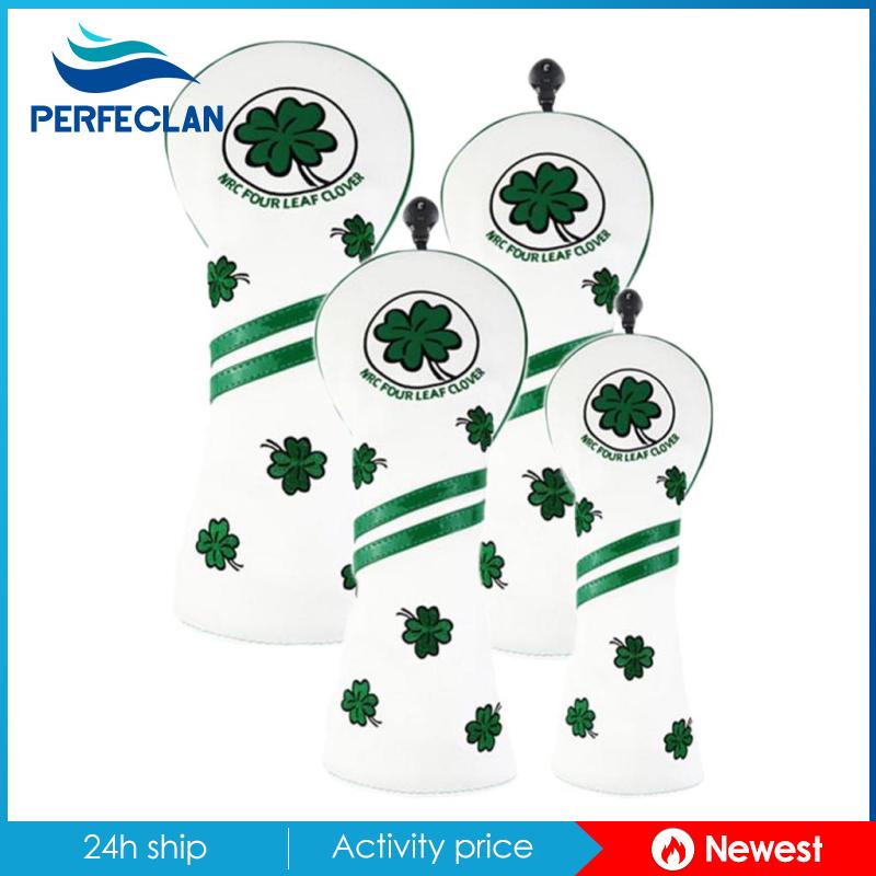 Set 4 Vỏ Bọc Đầu Gậy Đánh Golf Bằng Gỗ Chống Nước Màu Đen