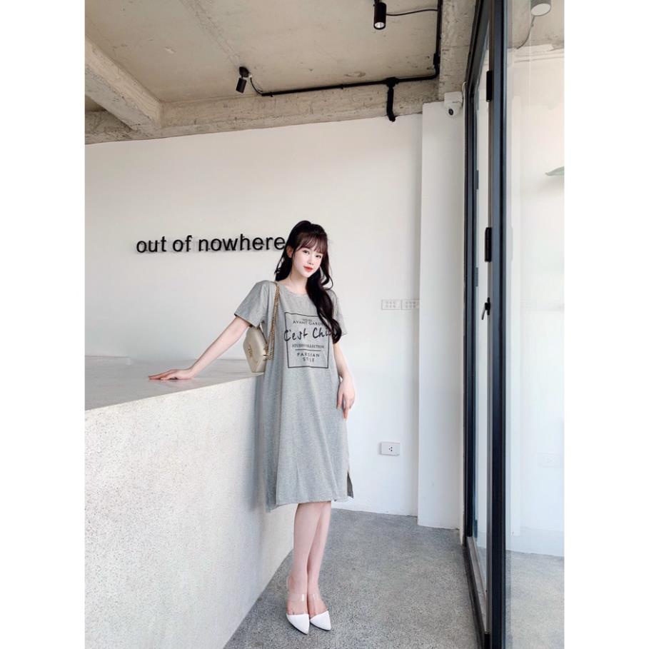 Váy Bầu suông - Đầm suông Chất cotton CEST CHIC from rộng dáng dài Có Size Tới 75Kg