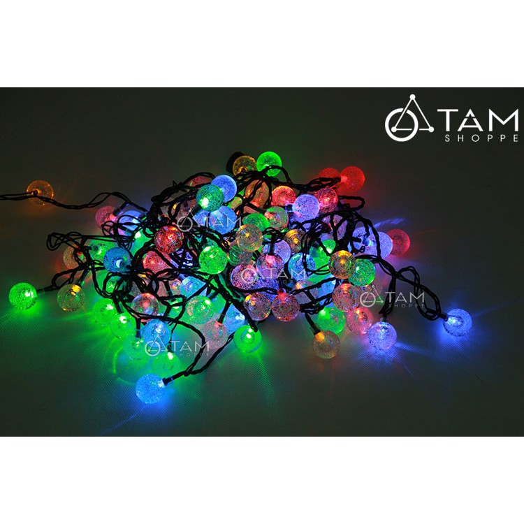 Dây Đèn Led Trang Trí Bi Bọt Nước Dài 10 Mét 60 bóng.Màu vàng KHÔNG NHÁY, Đủ màu - NHÁY.