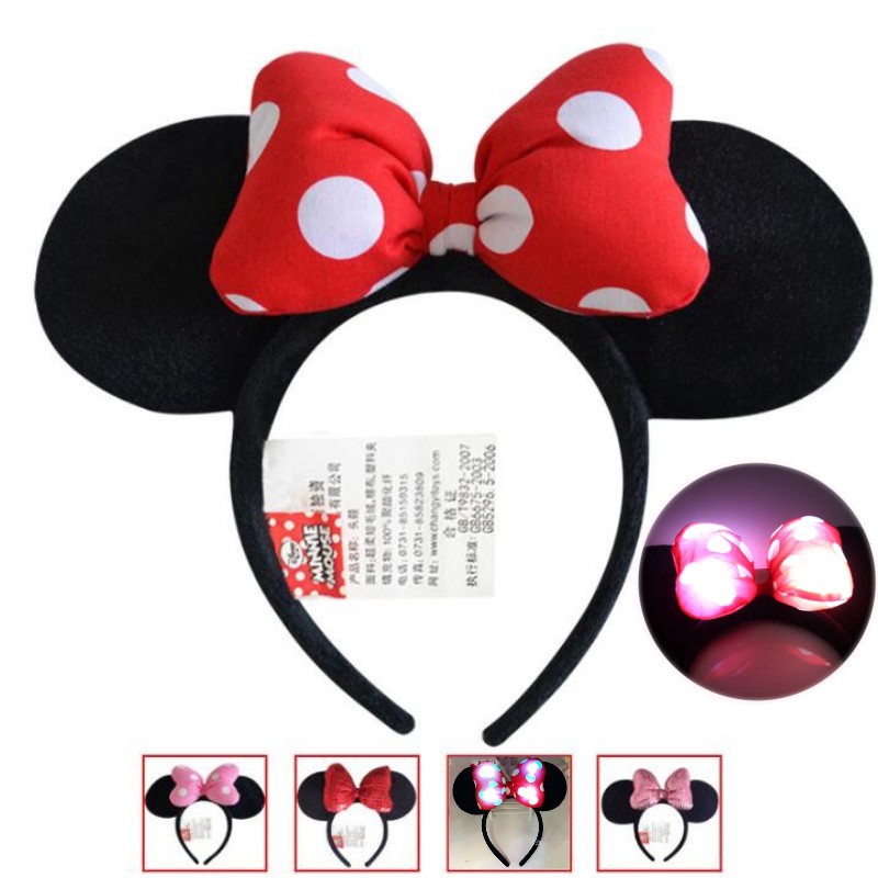 Băng đô chuột Mickey Minnie gắn đèn LED dễ thương