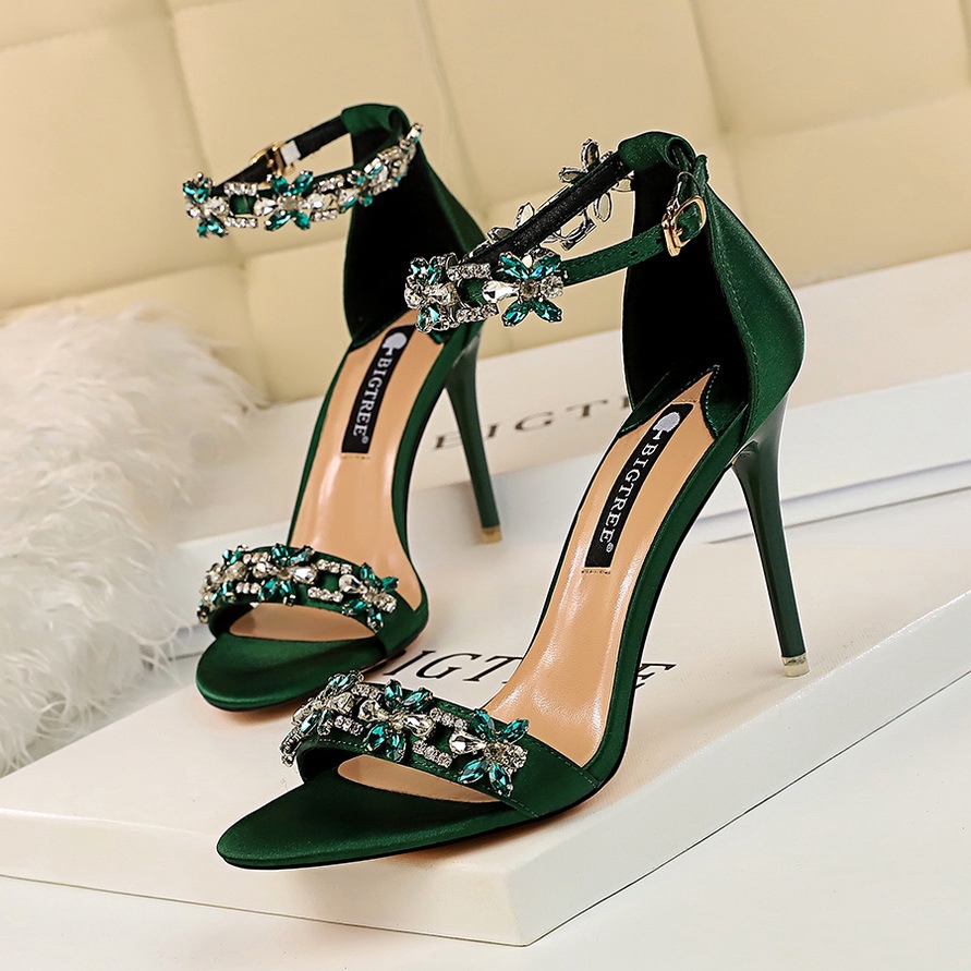 💖📣Giày cao gót hở ngón đính đá thiết kế quyến rũ thời trang