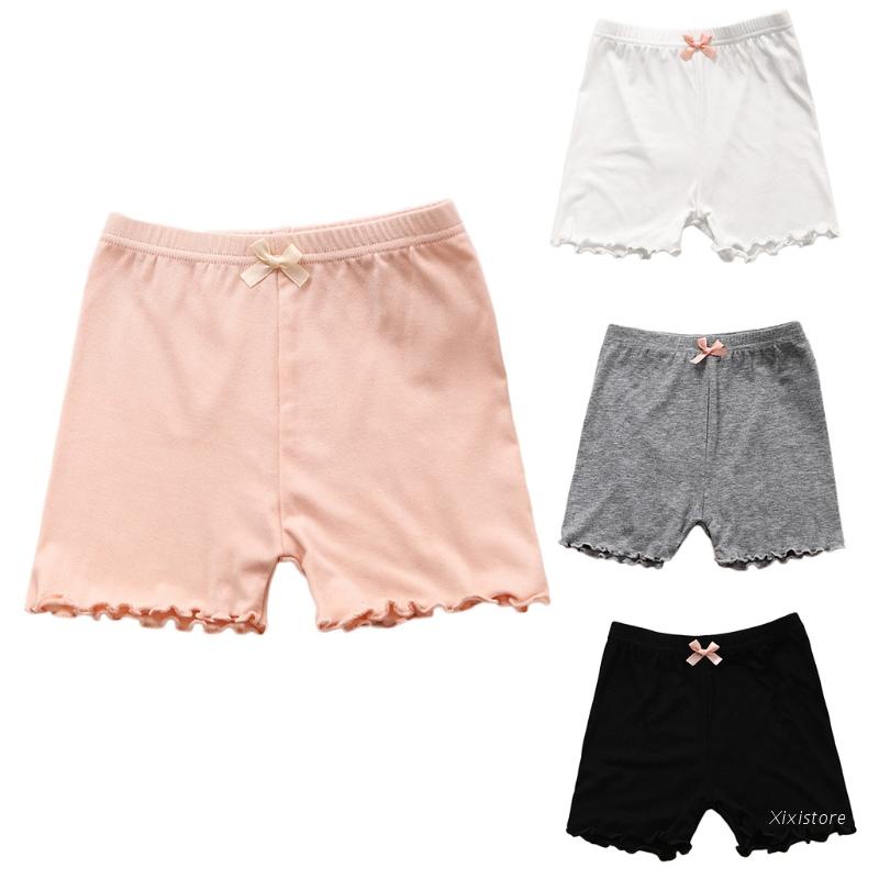 Xixi Quần Short An Toàn Mặc Trong Váy Viền Bèo Màu Trơn Đính Nơ Thời Trang Mùa Hè Cho Bé Gái