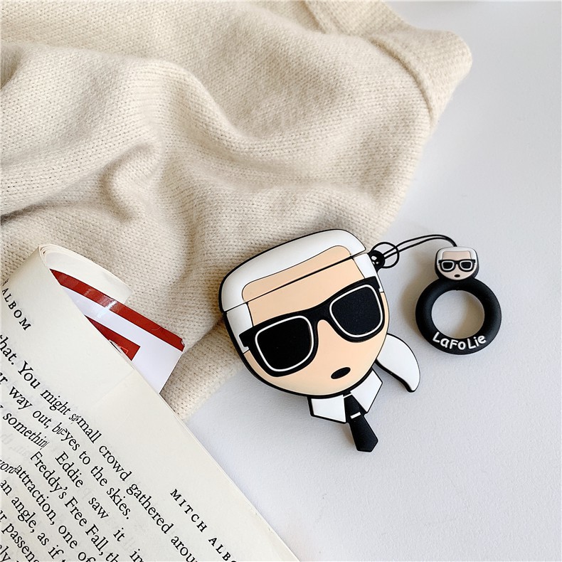 Vỏ silicon hình hoạt hình Lafayette Karl Lagerfeld lafolie sáng tạo cho hộp đựng tai nghe Airpods 1/2