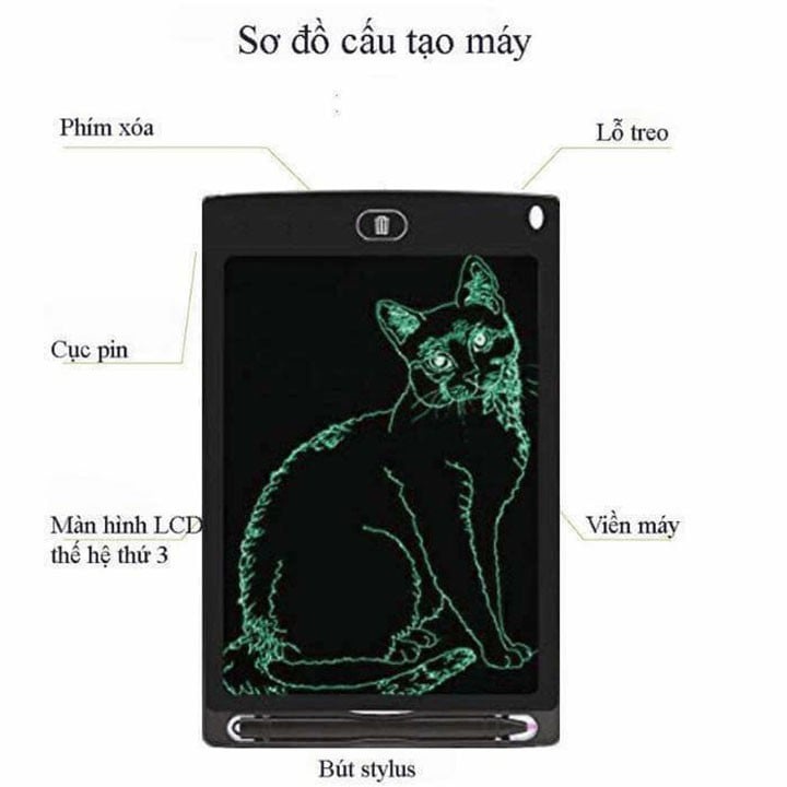 Bảng Viết Tự Xóa - Bảng Vẽ LCD Thông Minh 8.5inch Tự Xóa Cho Bé +Tặng Kèm Bút Vẽ