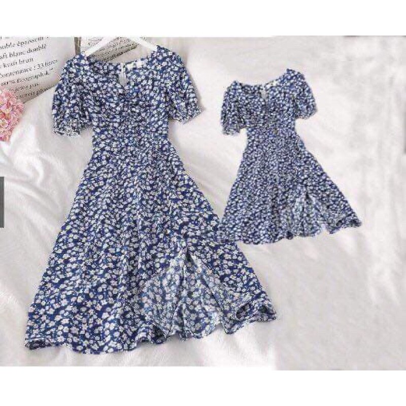 Đầm thiết kế Xanh Hoa Đầu Mùa - có size Mẹ và Bé
