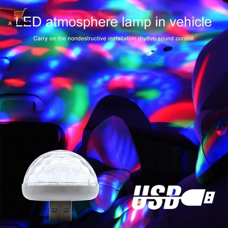 Đèn Led Usb Mini Hình Quả Cầu Pha Lê Màu Neon Gắn Xe Hơi Trang Trí