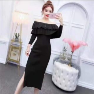 Váy len body trễ vai